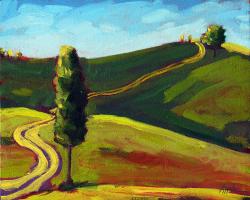 Old Country Road - landscape oil painting